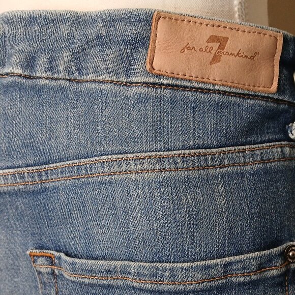 7 For All Mankind Aubrey High Waist Skinny Stretch Medium Blue Wash Jeans Sz 31 - Picture 8 of 11